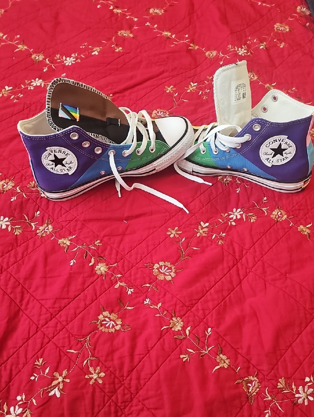 Converse High-Top Sneakers in Purple, Blue & Green